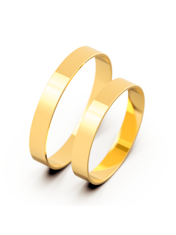 Par Aliança Casamento 3mm Reta Lisa Ouro 18K Neumond Joias